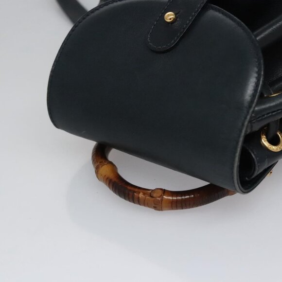 GUCCI Bamboo Backpack Leather Black Gold main image 13